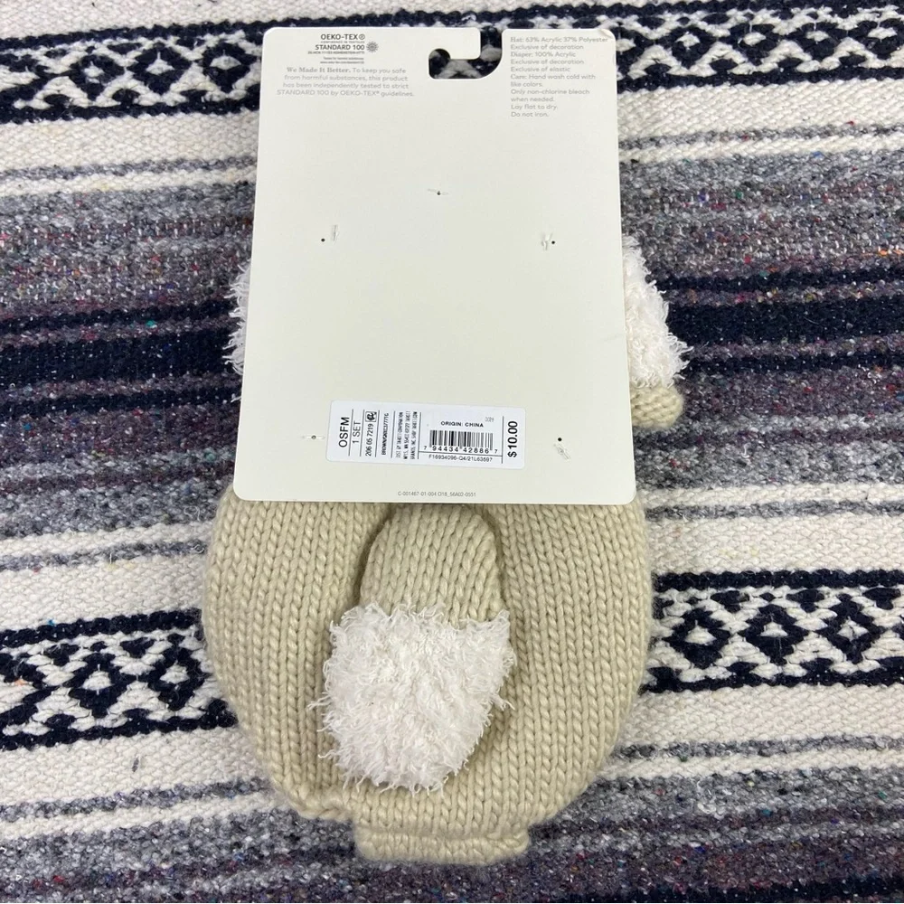 New NWT Cloud Island Baby Knit Sweater Animal Fox Hat Beanie Diaper Cover OS